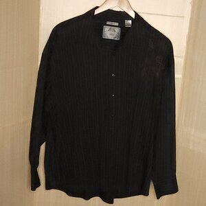 Bruno New York Mens Black Brown Embroidered Striped Button Down 3XLB